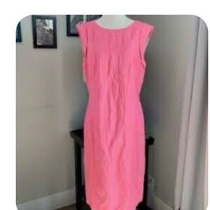 Lafayette 148 New York Women Pink buble gum pink Silk Sleeveless Shift Dress